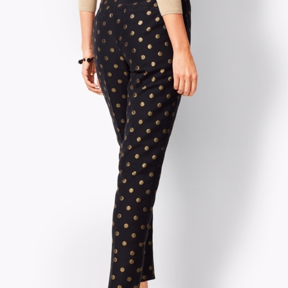 RSVP by Talbots Gold Foil-Dot Chatham Ankle Pants